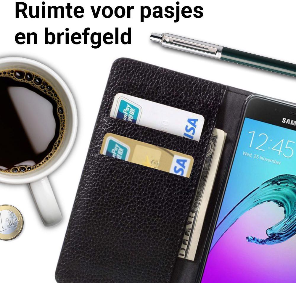 Samsung Galaxy A3 (2016) Portemonnee Hoesje Zwart afbeelding 2