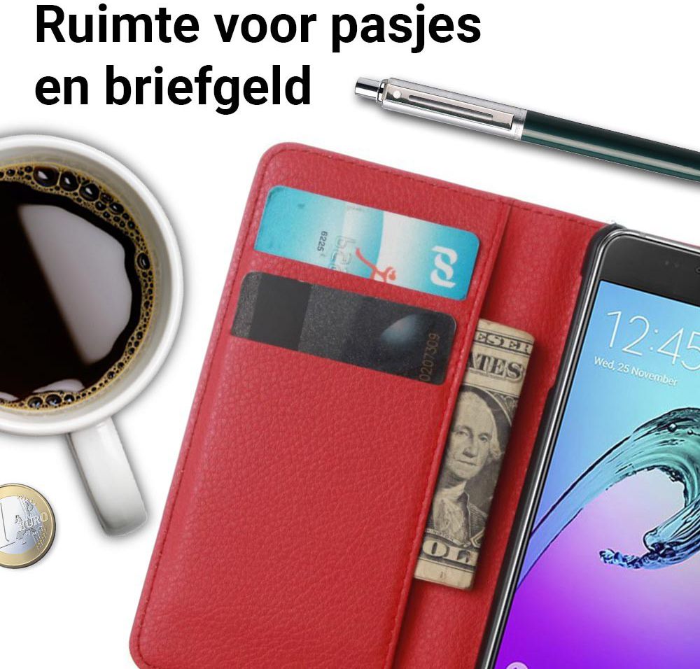 Samsung Galaxy A3 (2016) Portemonnee Hoesje Rood afbeelding 2