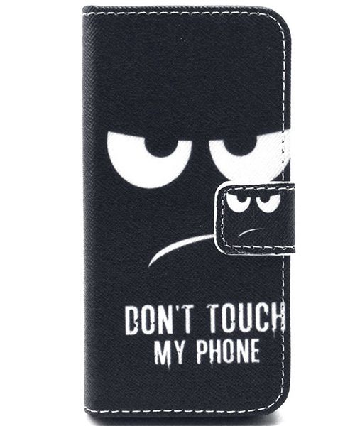 Apple iPhone 5/5s Portemonnee Hoesje Print Don't Touch My Phone afbeelding 1