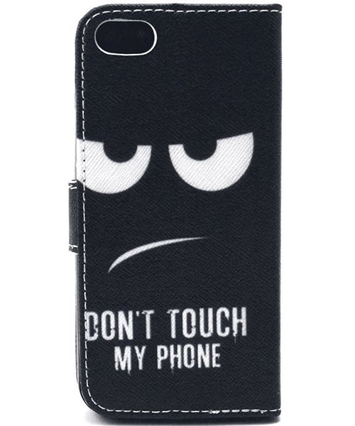 Apple iPhone 5/5s Portemonnee Hoesje Print Don't Touch My Phone afbeelding 4