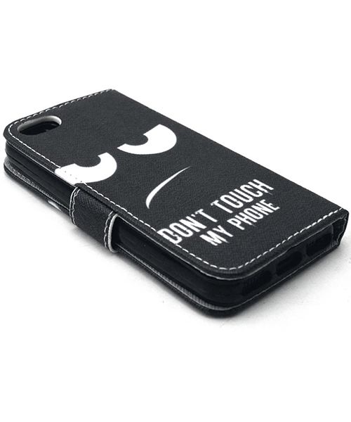 Apple iPhone 5/5s Portemonnee Hoesje Print Don't Touch My Phone afbeelding 6