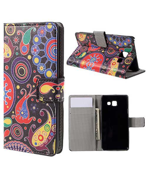 Samsung Galaxy A3 2016 Portemonnee Hoesje Retro Patroon Print afbeelding 1