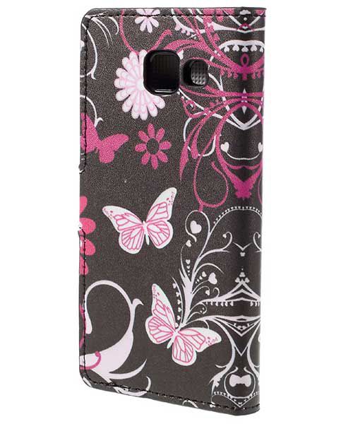 Samsung Galaxy A3 2016 Portemonnee Hoesje Paarse Vlinder Print afbeelding 2
