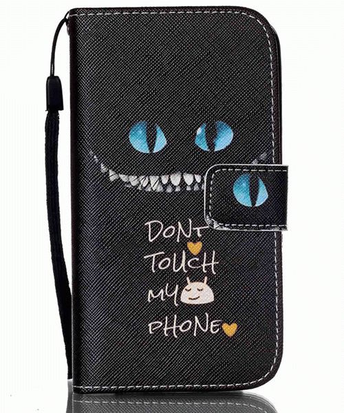 Samsung Galaxy S4 Mini Portemonnee Flip Hoesje Don't Touch My Phone afbeelding 1
