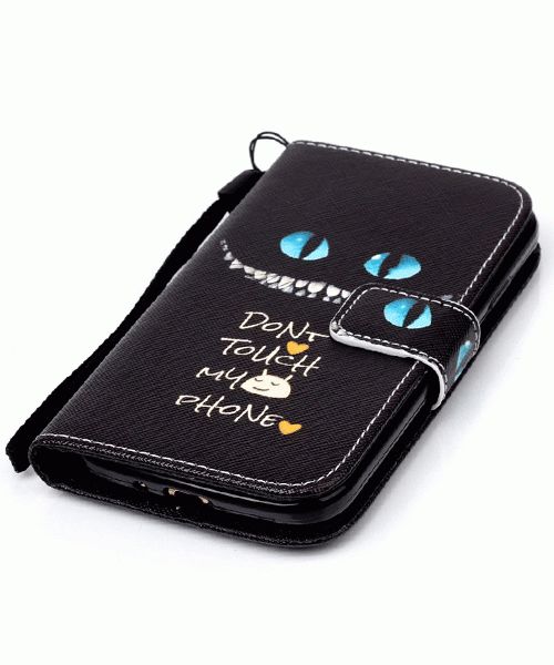 Samsung Galaxy S4 Mini Portemonnee Flip Hoesje Don't Touch My Phone afbeelding 4
