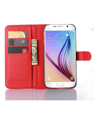 Samsung Galaxy S7 Edge Lederen Wallet Flip Hoesje Rood Hoesjes
