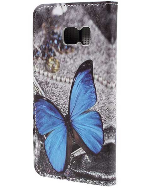Samsung Galaxy S7 Wallet Hoesje Print Blauw Vlinder afbeelding 2