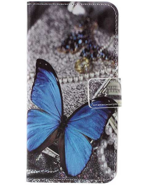 Samsung Galaxy S7 Wallet Hoesje Print Blauw Vlinder afbeelding 3