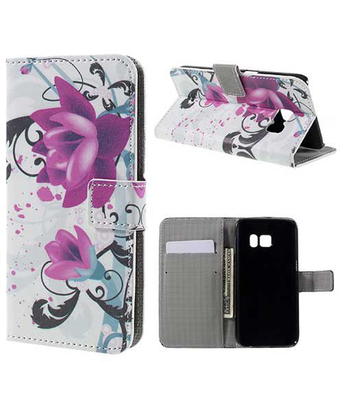 Samsung Galaxy S7 Wallet Hoesje Print Bloemen Lotus afbeelding 1