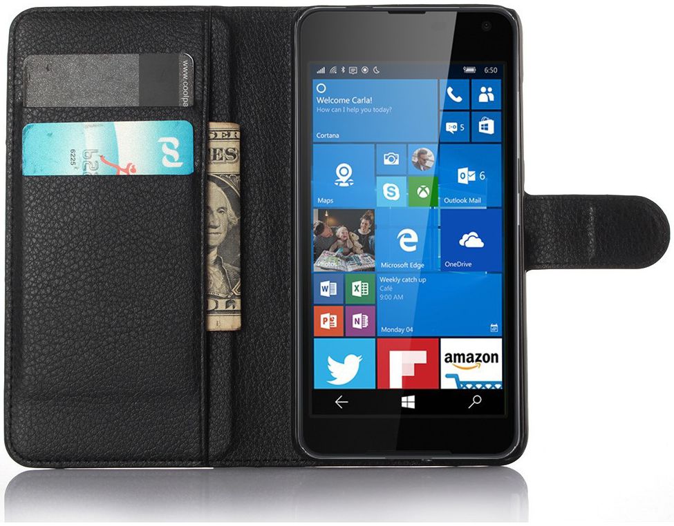 Microsoft Lumia 650 Portemonnee Hoesje Zwart afbeelding 1