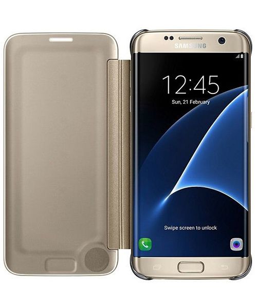 Samsung Galaxy S7 Edge Clear View Flip Case Goud afbeelding 2