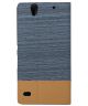 Sony Xperia C4 Linen Leather Wallet Case Blauw