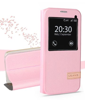 USAMS Muge Series Samsung Galaxy S7 Leather Stand Case Roze Hoesjes