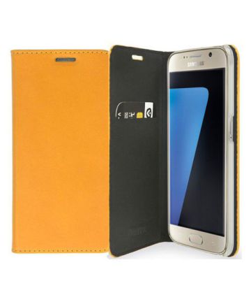 Valenta Style Samsung Galaxy S7 Edge Hoesje Leer Bookcase Geel Hoesjes
