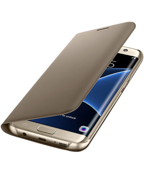 Sta in plaats daarvan op universiteitsstudent klep Samsung Galaxy S7 Edge Portemonnee Hoesje Goud Origineel | GSMpunt.nl