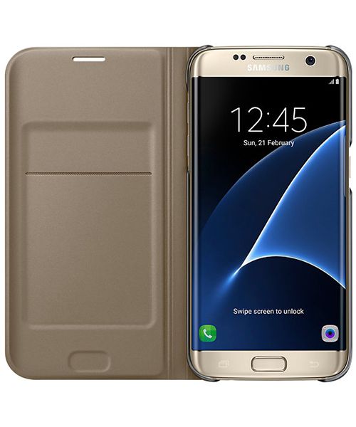 Zeg opzij Openbaren eenzaam Samsung Galaxy S7 Edge Portemonnee Hoesje Goud Origineel | GSMpunt.nl