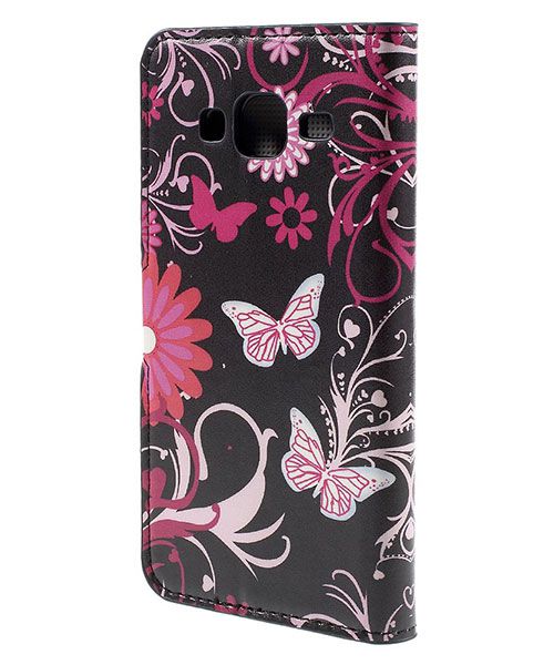 Samsung Galaxy J3 (2016) Portemonnee Hoesje Butterfly Flowers afbeelding 2