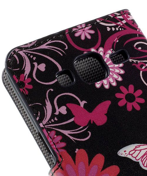 Samsung Galaxy J3 (2016) Portemonnee Hoesje Butterfly Flowers afbeelding 8
