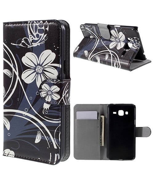 Samsung Galaxy J3 (2016) Portemonnee Hoesje White Flower afbeelding 1
