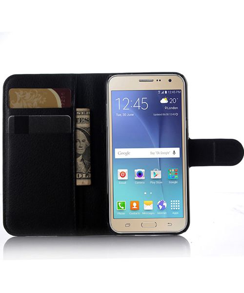Samsung Galaxy J3 (2016) Litchi Portemonnee Hoesje Zwart afbeelding 1