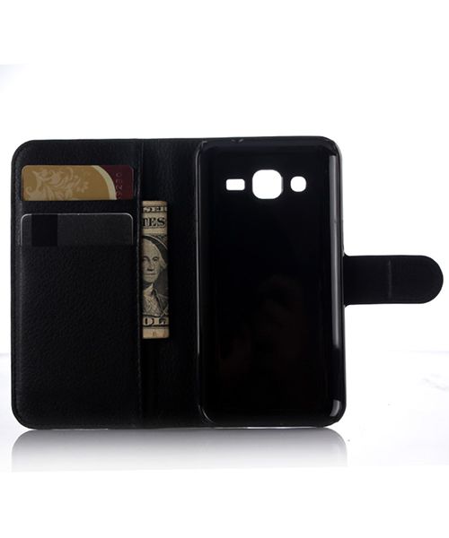 Samsung Galaxy J3 (2016) Litchi Portemonnee Hoesje Zwart afbeelding 5