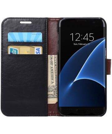 Samsung Galaxy S7 Edge Portemonnee Bookcase Hoesje Zwart Hoesjes