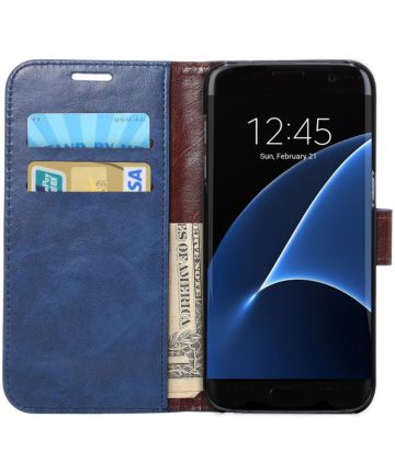 Samsung Galaxy S7 Edge Portemonnee Bookcase Hoesje Blauw Hoesjes