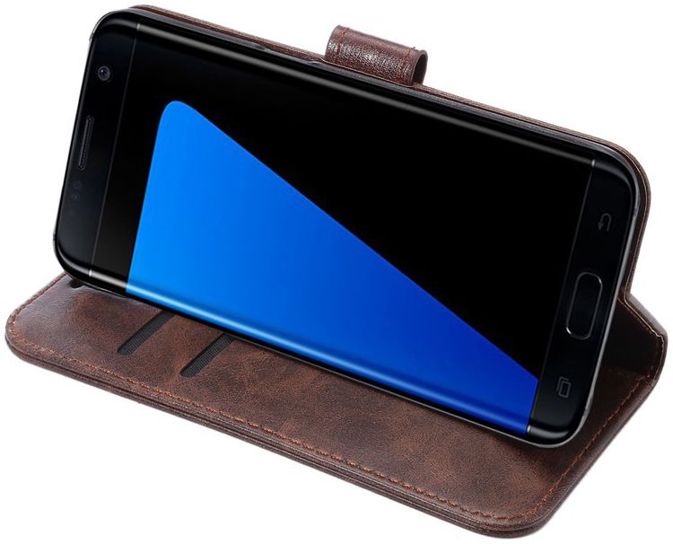Samsung Galaxy S7 Edge Portemonnee Bookcase Hoesje Coffee afbeelding 11
