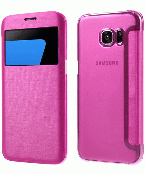 Samsung Galaxy S7 Edge Window View Flip Hoesje Roze afbeelding 1