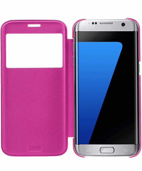 Samsung Galaxy S7 Edge Window View Flip Hoesje Roze afbeelding 2