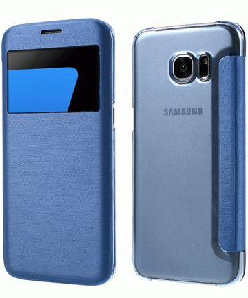 Samsung Galaxy S7 Edge Window View Flip Hoesje Blauw Hoesjes