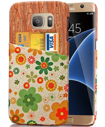 Samsung Galaxy S7 Edge Lederen Hard Cover Bloemen Hoesjes