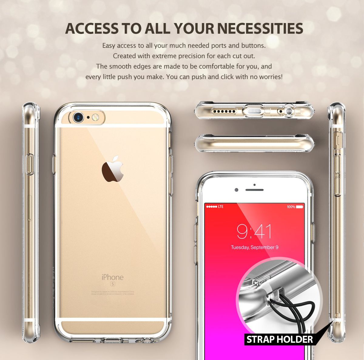 Ringke Fusion iPhone 6S Hoesje Doorzichtig Rose Gold afbeelding 4