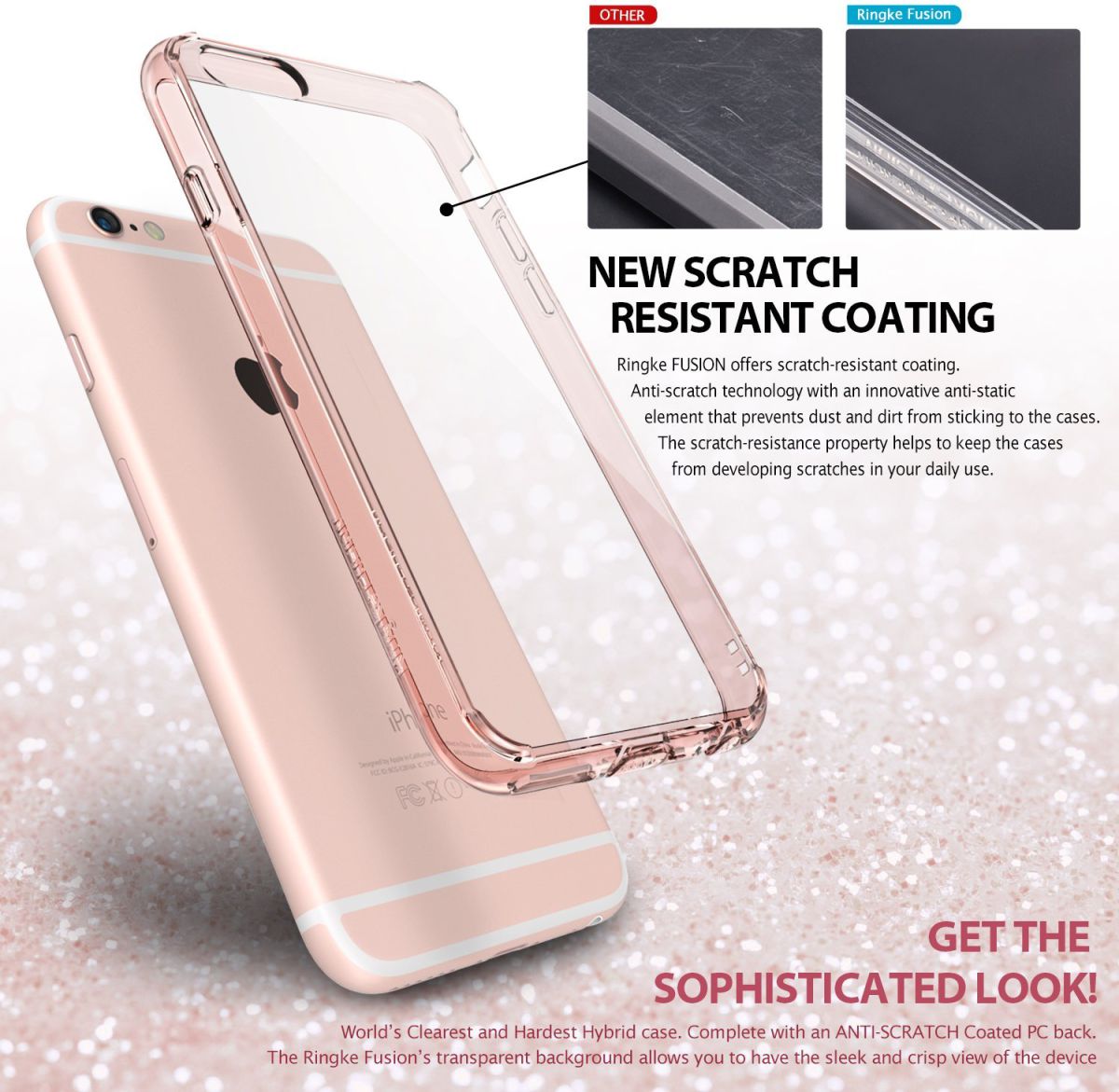 Ringke Fusion iPhone 6S Hoesje Doorzichtig Rose Gold afbeelding 3