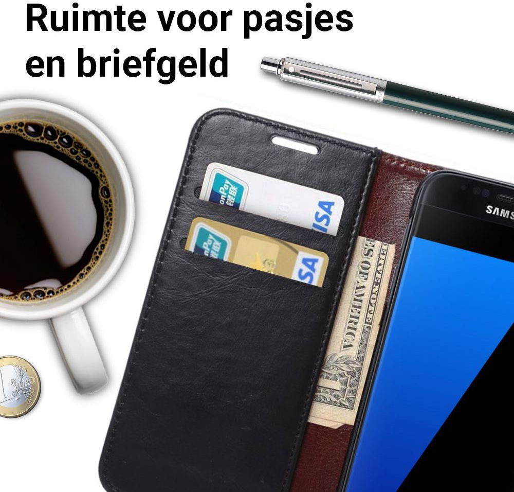 Samsung Galaxy S7 Bookcase Hoesje Met Pasjes Zwart afbeelding 2