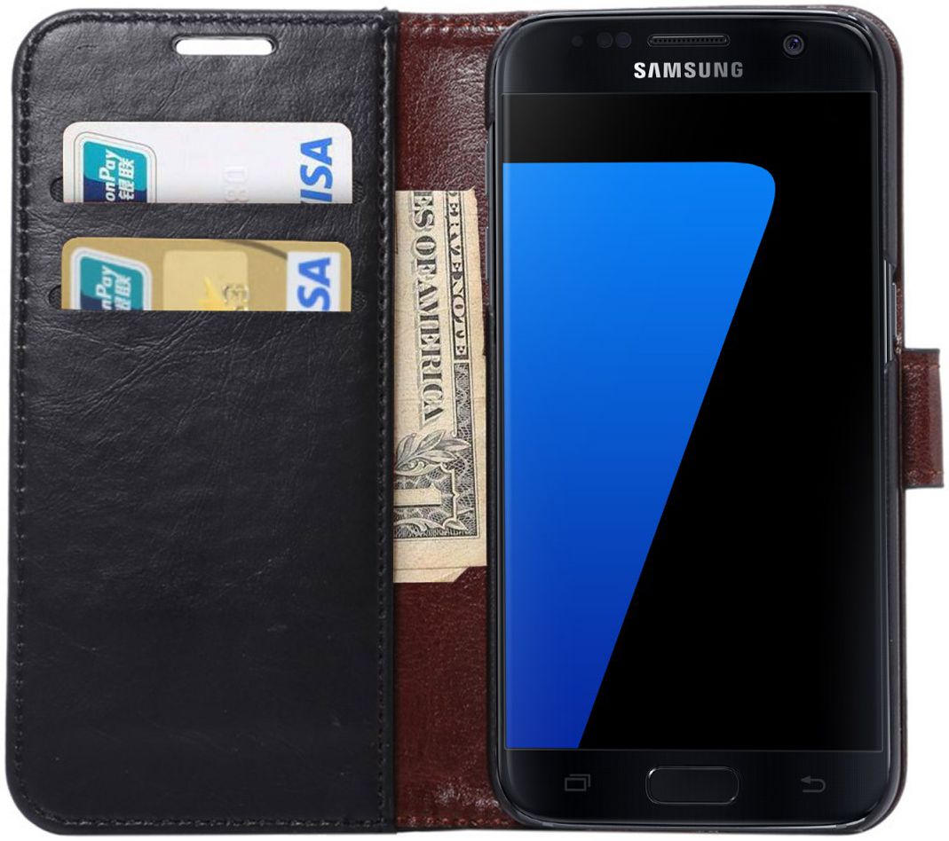 Samsung Galaxy S7 Bookcase Hoesje Met Pasjes Zwart afbeelding 1