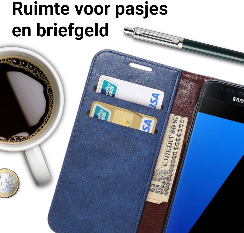 Samsung Galaxy S7 Bookcase Hoesje Met Pasjes Blauw afbeelding 3