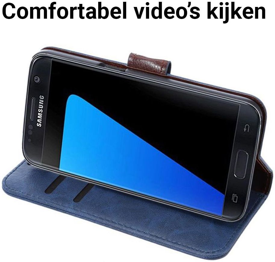 Samsung Galaxy S7 Bookcase Hoesje Met Pasjes Blauw afbeelding 5