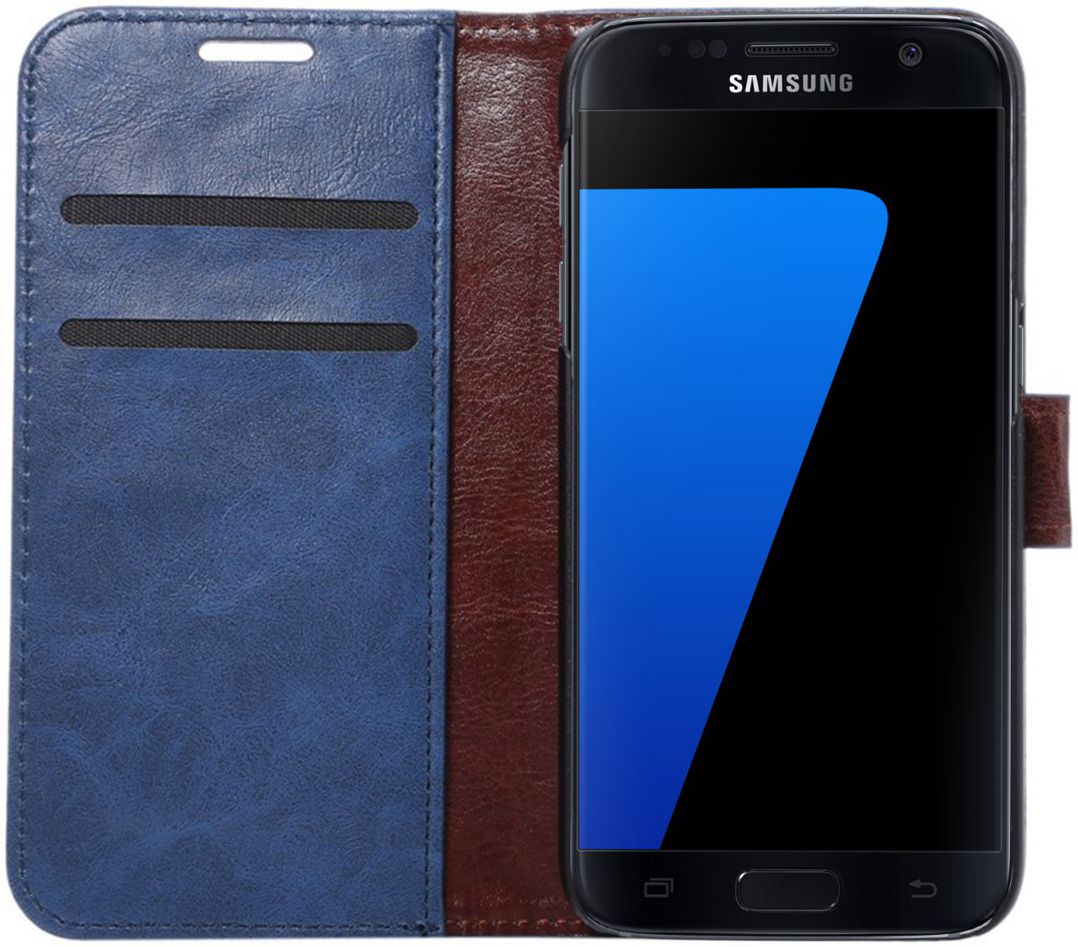 Samsung Galaxy S7 Bookcase Hoesje Met Pasjes Blauw afbeelding 8