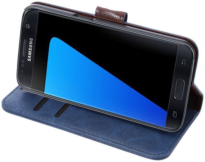 Samsung Galaxy S7 Bookcase Hoesje Met Pasjes Blauw afbeelding 12
