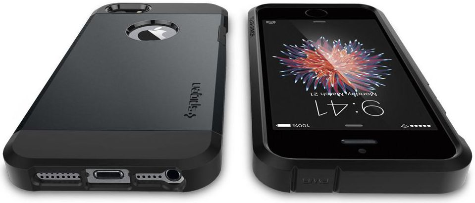 Spigen Tough Armor Hoesje iPhone SE Smooth Black afbeelding 8