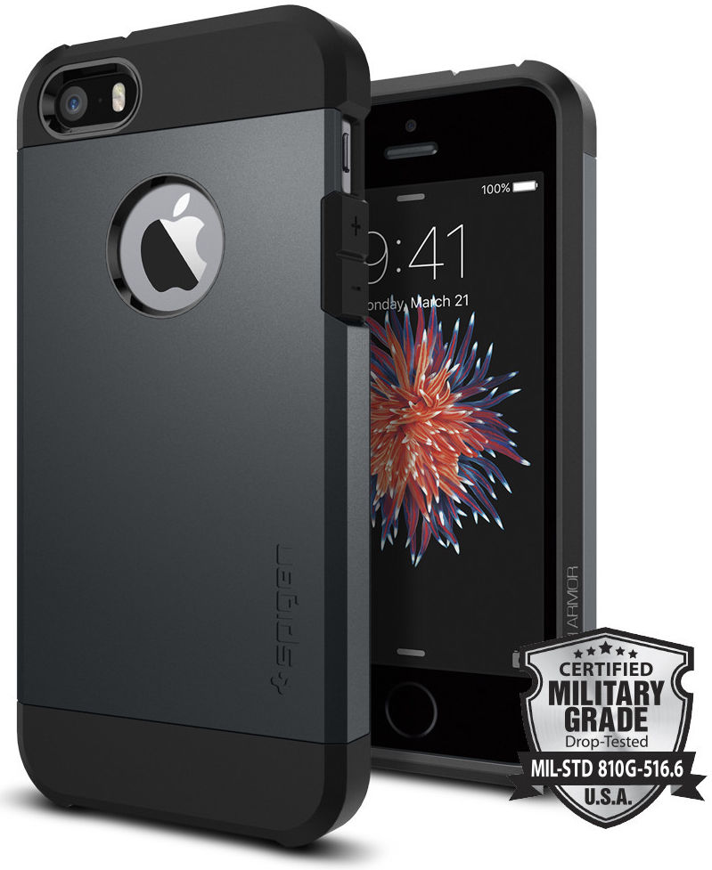 Spigen Tough Armor Hoesje iPhone SE Smooth Black afbeelding 1