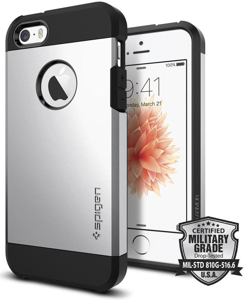 Spigen Tough Armor Hoesje iPhone SE Satin Silver afbeelding 1