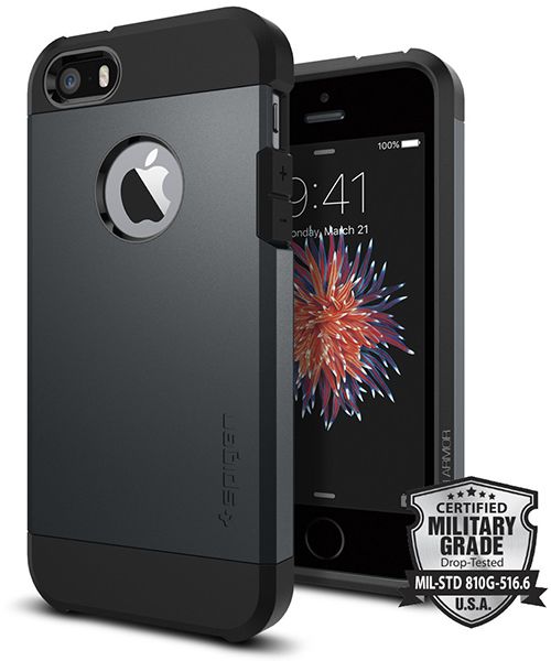 Spigen Tough Armor Hoesje iPhone SE Metal Slate afbeelding 1
