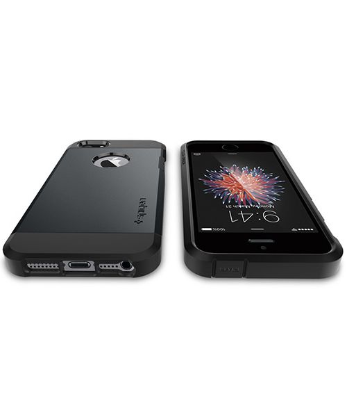 Spigen Tough Armor Hoesje iPhone SE Metal Slate afbeelding 4