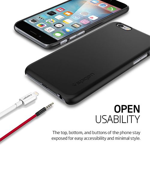Spigen Thin Fit Case Apple iPhone 6S Smooth Black afbeelding 6