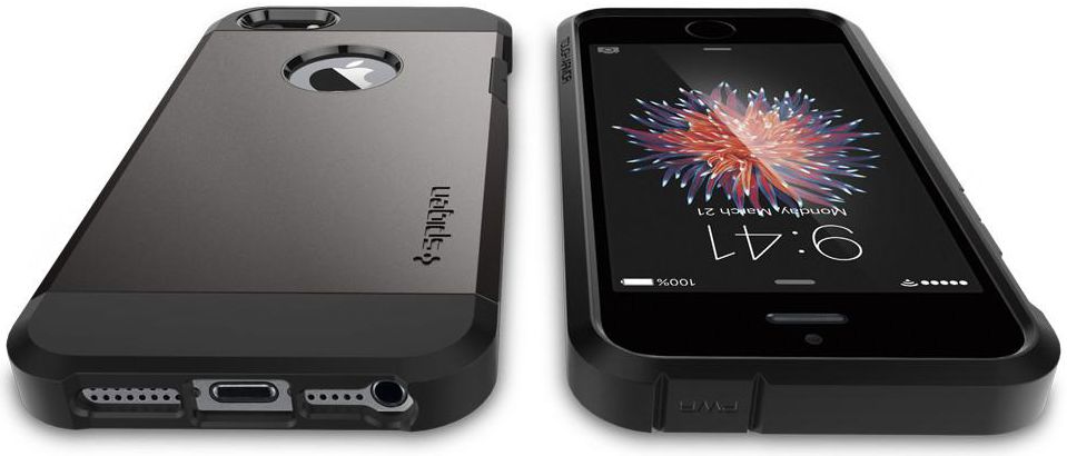 Spigen Tough Armor Hoesje iPhone SE Gunmetal afbeelding 5