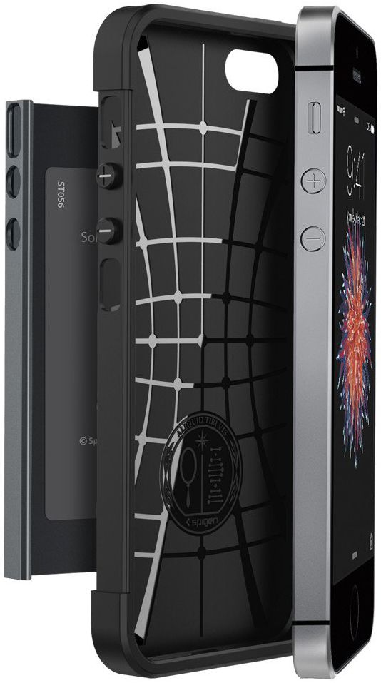 Spigen Slim Armor Hoesje iPhone SE Metal Slate afbeelding 6