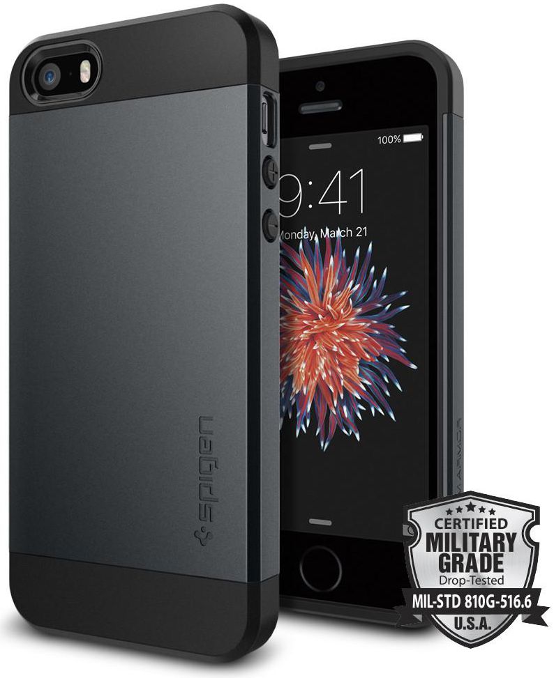 Spigen Slim Armor Hoesje iPhone SE Metal Slate afbeelding 1