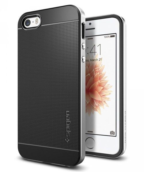 Spigen Neo Hybrid Hoesje iPhone SE Satin Silver afbeelding 1